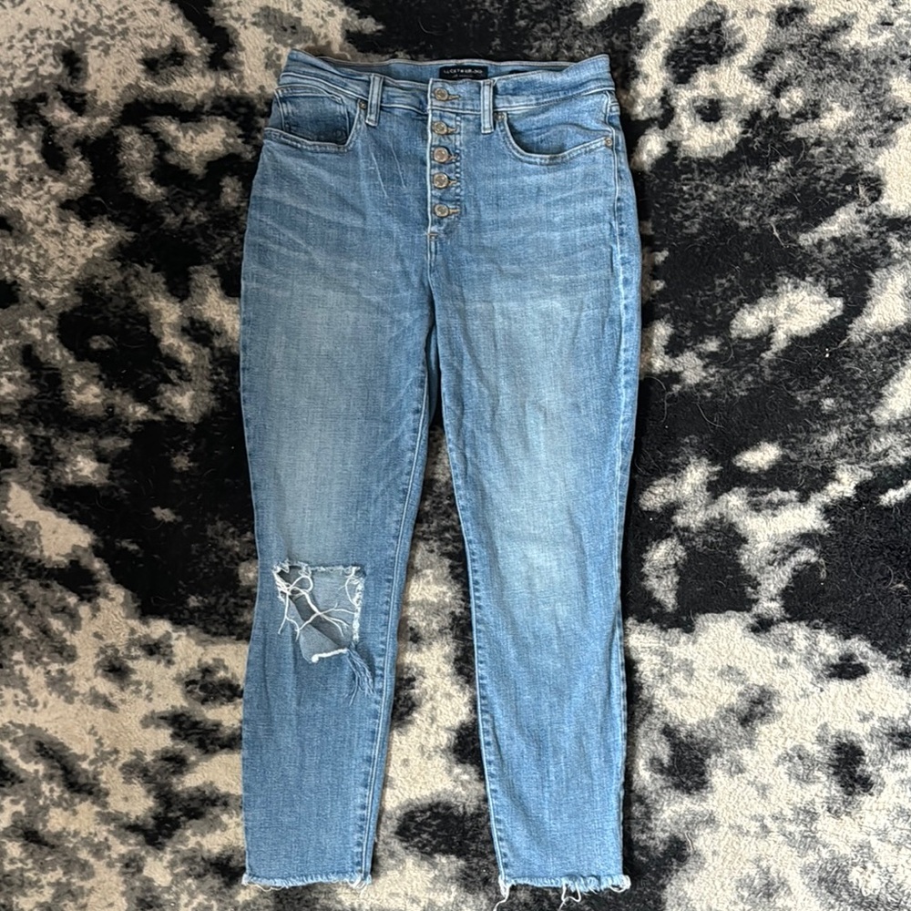 LUCKY BRAND US 8/29 High Rise Ankle Skinny Jean with Distressed Detail